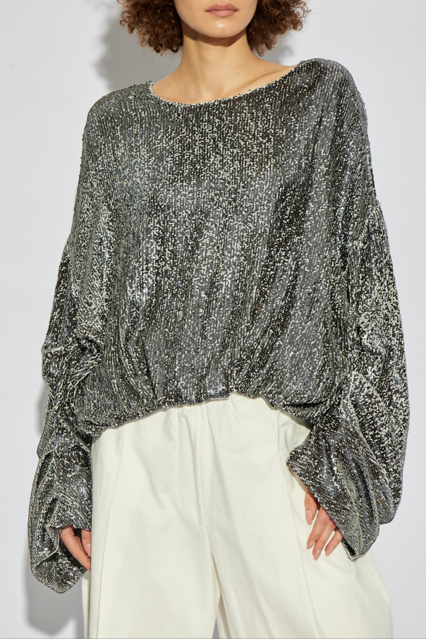 トップス Dries Van Noten Second skin Dries Van Noten Celina Sequin Shirt in Snake Skin | Santa Fe